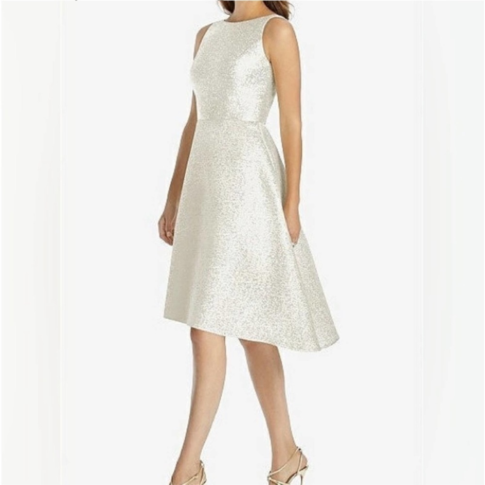 Dessy Collection Style 3035 Park Avenue Brocade Ivory Gold NWT